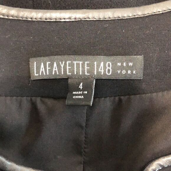 Lafayette 148 Black Zip with Leather Piping Jacket/Skirt - Picture 10 of 10
